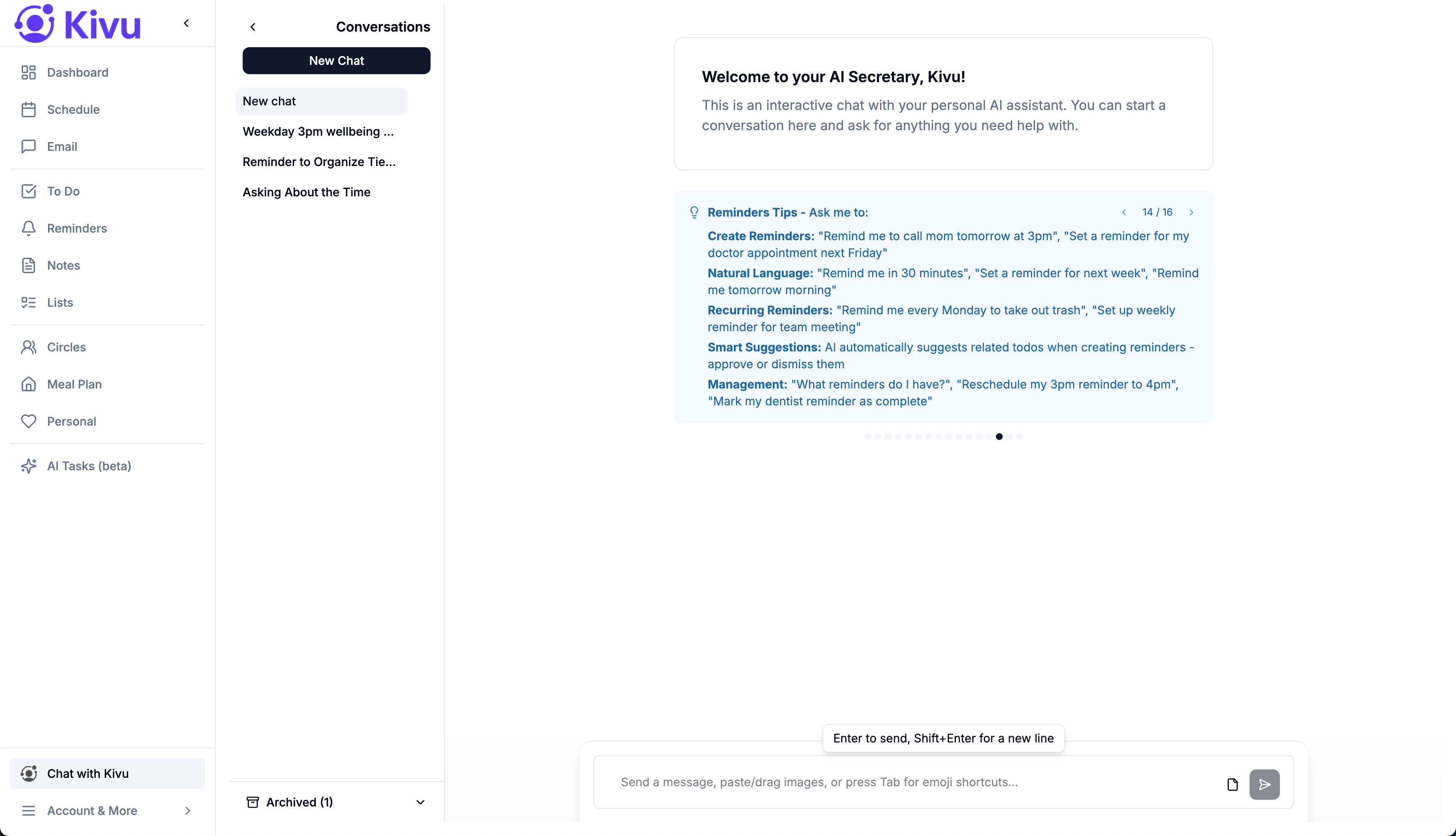 Circle chat with AI assistant helping coordinate schedules